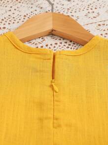 Toddler Girl Solid Sleeveless Tank Top And Flared Pants Set, Suitable For Outdoor Play, Vacation, And School - Yellow - View 6