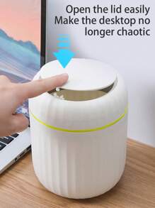 1Set Mini Push-Top Desktop Trash Can And Trash Bag, 16*13cm Plastic Waste Paper Basket, Multi-Color Optional, Suitable For Bedroom, Living Room, Office, Kitchen, Bathroom, Home, Desk, Car, Christmas, Suitable For Holiday Gifts-Pink