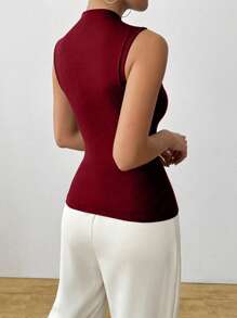 SHEIN Clasi Chaleco de unicolor con escote asimétrico y decoración metálica elegante