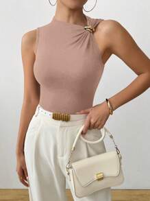 SHEIN Clasi Women's Metal Decor Sleeveless Top, Fashionable For Summer