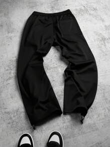 PAVTROS Quần nỉ nam dáng rộng màu đen phong cách đường phố INS, quà tặng cho bạn trai hoặc chồng, hoàn hảo cho thời trang đường phố và thẩm mỹ Y2K. Quần baggy - màu đen - Xem 7