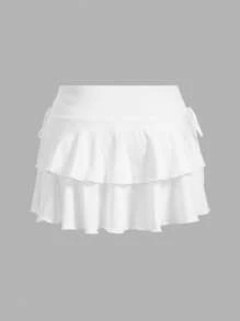 SHEIN PETITE CURVE 大码两件套女士休闲简约褶皱腰A字裙，演唱会女装，巡游女装，俱乐部女装性感