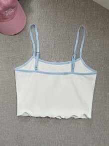 one one zero seven Cute Tops, Baby Blue & White, Color Block, Cartoon Pattern, Minimalist Design Women's Camisole Top, Suitable For Summer - Blue and White - View 2
