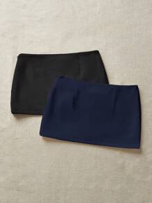 Comfortcana Two-Piece Set Women Elastic Waist Casual Versatile Two-Tone Super Skirt Shorts - Multicolor - View 7