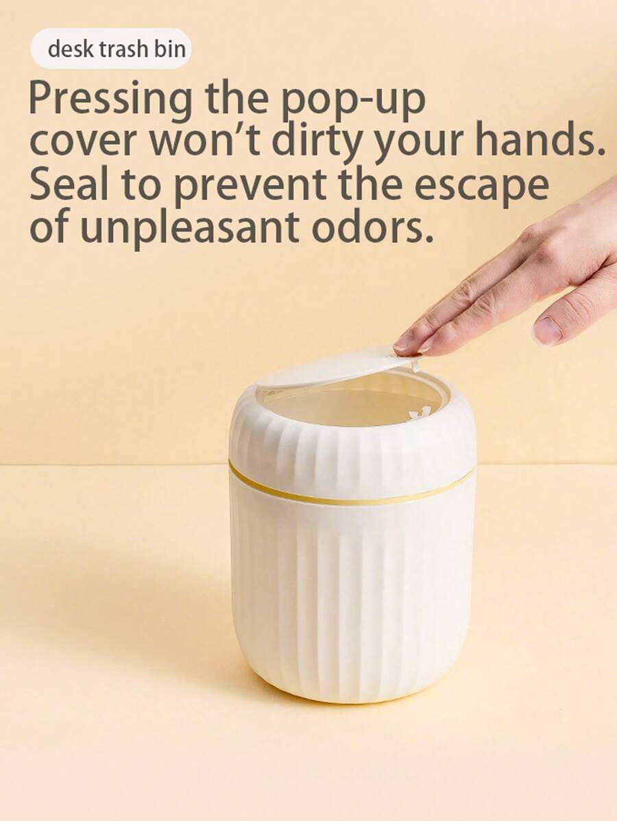 1Set Mini Push-Top Desktop Trash Can And Trash Bag, 16*13cm Plastic Waste Paper Basket, Multi-Color Optional, Suitable For Bedroom, Living Room, Office, Kitchen, Bathroom, Home, Desk, Car, Christmas, Suitable For Holiday Gifts-Pink
