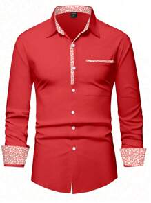 Manfinity Mode 宽松男士花卉印花纽扣衬衫