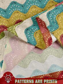 Knitted Print Pattern Loose Fit Plus Size Women Crew Neck Tank Top, Suitable For Music Festivals & Summer - Multicolor - View 8