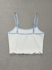 one one zero seven Cute Tops, Baby Blue & White, Color Block, Cartoon Pattern, Minimalist Design Women's Camisole Top, Suitable For Summer - Blue and White - View 5