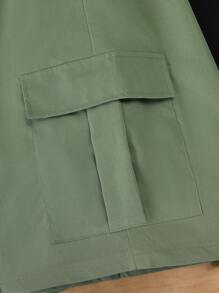 2pcs/Set Teen Boys Casual Apricot Graphic Tee & Military Green Cargo Pocket Shorts Suit, School, Campus, College