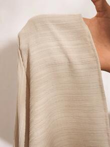 Veslaya Completo estivo 2 pezzi composto da top con laccetti a forma di lisca di pesce e pantaloni a gamba ampia con tasche, in tessuto strutturato, per donna con taglie forti