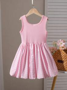 Genkimix Kids 女童黑色吊带背心法式甜美辣味束腰蝴蝶结装饰芭蕾舞裙复古公主裙夏季 - 粉色 - 查看 2