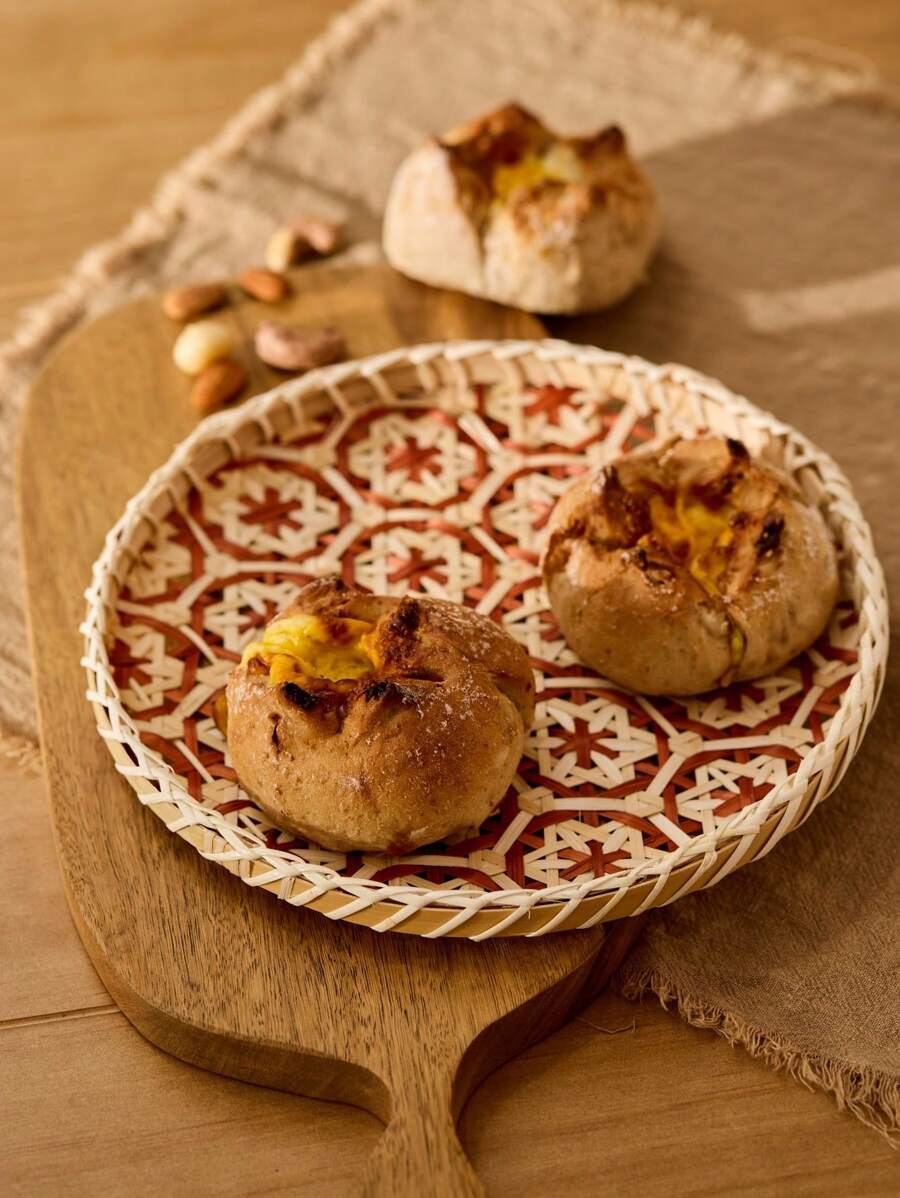 Cirelle 1 cái xẻng hốt rác bằng tre thủ công, rây tre, giỏ đựng trái cây, khay đựng đồ ăn điểm tâm, đồ dệt thủ công gia dụng, tròn - Nhiều màu - Xem 1