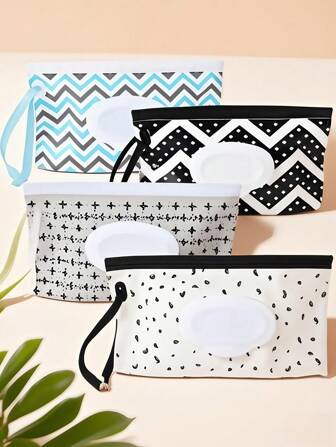 1 件/4 件便携式湿巾分配器、可再填充湿巾架、湿巾容器、可重复使用的旅行湿巾袋、圣诞节、万圣节和感恩节礼物