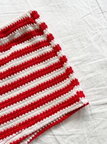 Soleia 女士条纹露背吊带背心上衣、短裤套装、度假、西部风、海滩、音乐节、夏季服装、波西米亚风 - 紅白色 - 查看 6