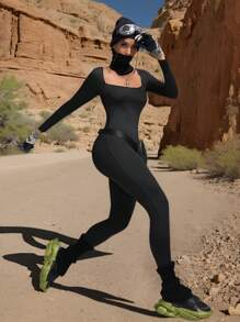 Innovista Mono de mujer de manga larga, sexy con espalda descubierta, mono ajustado, mono negro para hacer ejercicio, monos para mujer, mono, conjuntos de ropa de tenis para mujer, mallas de control de abdomen y levantamiento de glúteos, yoga, gimnasio, motociclista, spandex