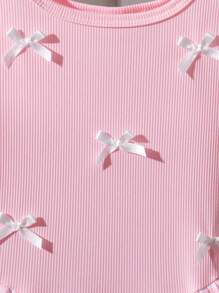 Genkimix Kids 女童黑色吊带背心法式甜美辣味束腰蝴蝶结装饰芭蕾舞裙复古公主裙夏季 - 粉色 - 查看 4