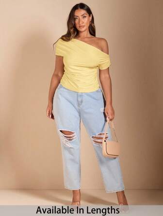 SHEIN Tall CURVE Damen Große Größen T-Shirt mit einem Träger und Kurzarm in Einfarbig