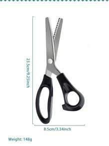 1 件专业黑色不锈钢裁缝剪刀锯齿形边缘织物皮革工艺剪刀重型人体工程学手柄适用于缝纫裁缝装饰材料裁剪工具