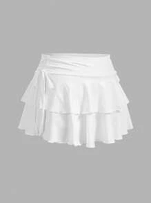 SHEIN PETITE CURVE 大码两件套女士休闲简约褶皱腰A字裙，演唱会女装，巡游女装，俱乐部女装性感