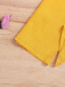 Toddler Girl Solid Sleeveless Tank Top And Flared Pants Set, Suitable For Outdoor Play, Vacation, And School - Yellow - View 5