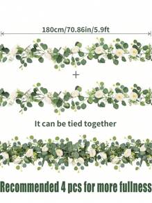 1/2pcs, 70in/5.9ft Artificial Eucalyptus Wreath, Plastic Eucalyptus Leaves Garland, For Spring DIY Front Door Wreath, Room Decor, Office Party Decor, Holiday Home Decoration Valentine DAY, Valentines Wedding, Birthday - Green - View 2