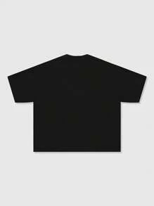 ROMWE MEN Street Life 男式宽松短款拳击手套图案 T 恤 - 黑色 - 查看 2