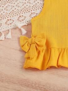 Toddler Girl Solid Sleeveless Tank Top And Flared Pants Set, Suitable For Outdoor Play, Vacation, And School - Yellow - View 7