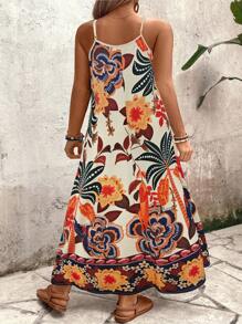 SHEIN Holidaya Robe ample sans manches à imprimé floral, tailles plus, pour un usage casual, domicile-travail ou vacances en été