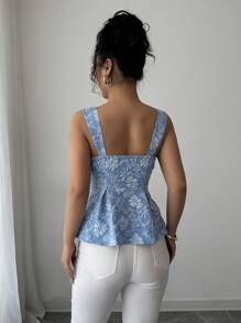 Elenzga Women's Summer Jacquard Fabric Textured Figure Flattering Cropped Tank Top