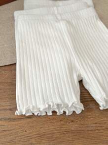 SHEIN Tween Girls Casual Minimalist Comfortable Solid Color Mid-Waist Versatile Leggings, Buy 1 Get 2, 3pcs Set - White - View 5