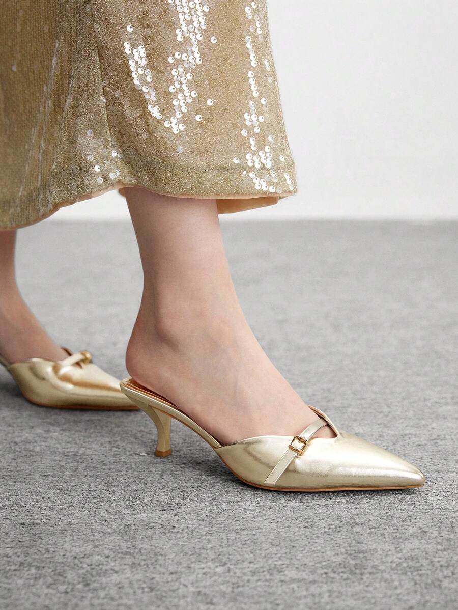 CUCCOO BIZCHIC Cuccoo 女士尖头金属扣细高跟鞋 - 金色 - 查看 1