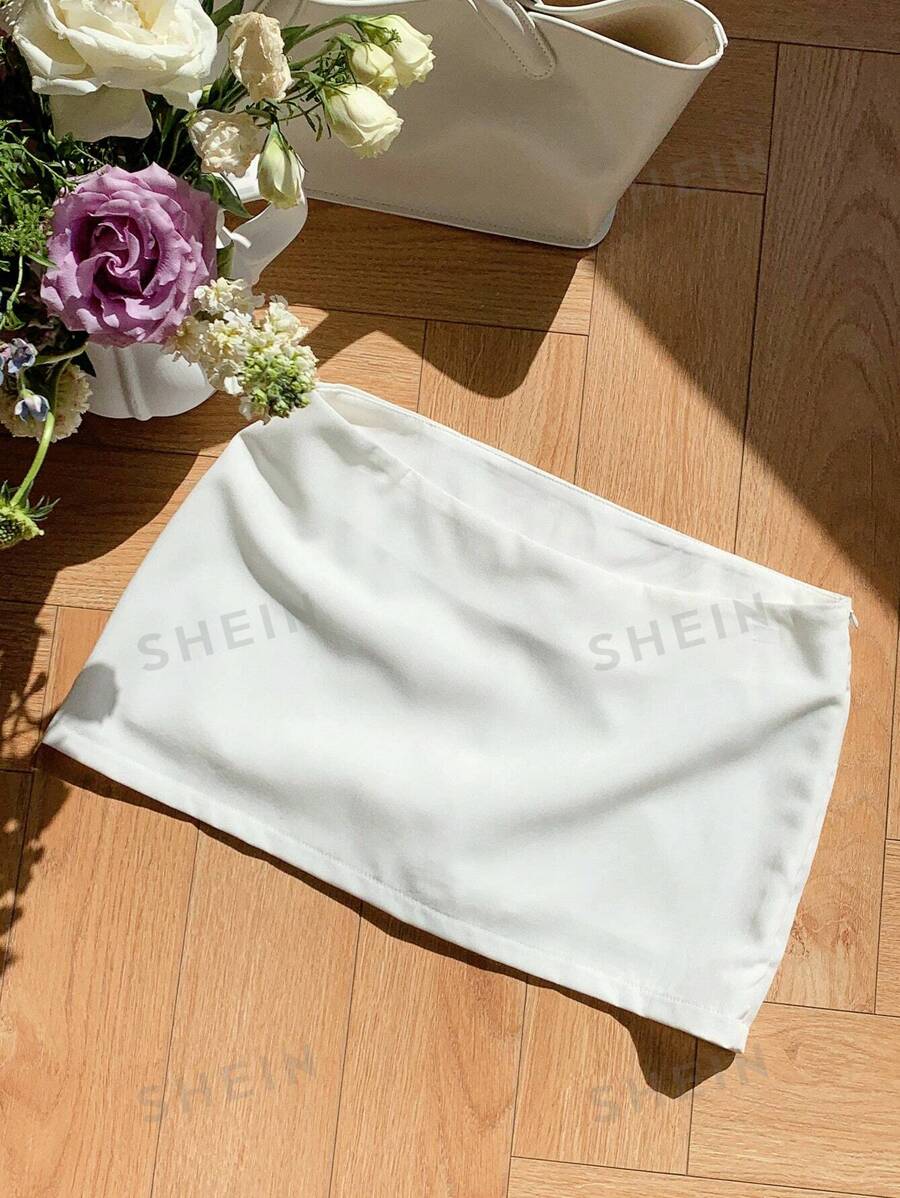 Comfortcana Falda blanca unicolor de uso diario simple para mujer - Blanco - Ver 1