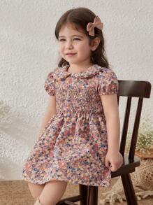 Blossori Vestido Floral Elegante Rosa para Bebê Menina, Primavera/Verão