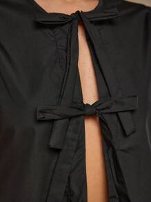 COSMINA Quirky Fun Bow Puff Sleeve Top - Black - View 8