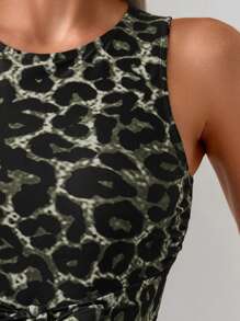 Swim Lushoire Women's Leopard Print Knotted Front Tankini Swimsuit Set - Multicolor - View 4
