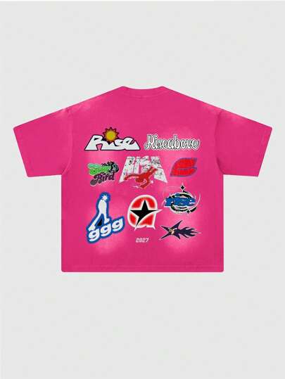 Street Life Camiseta de estilo corto y holgado con estampado de cebra lavado para hombres