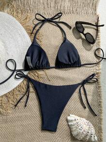 Swim Chiccia Springbreak Women's New Starfish Rhinestone Decor Top And Side Tie Swim Bottoms High-End 2 Pieces Bikini Set, Festival Boho For Summer Beach Vacation - Black - View 2