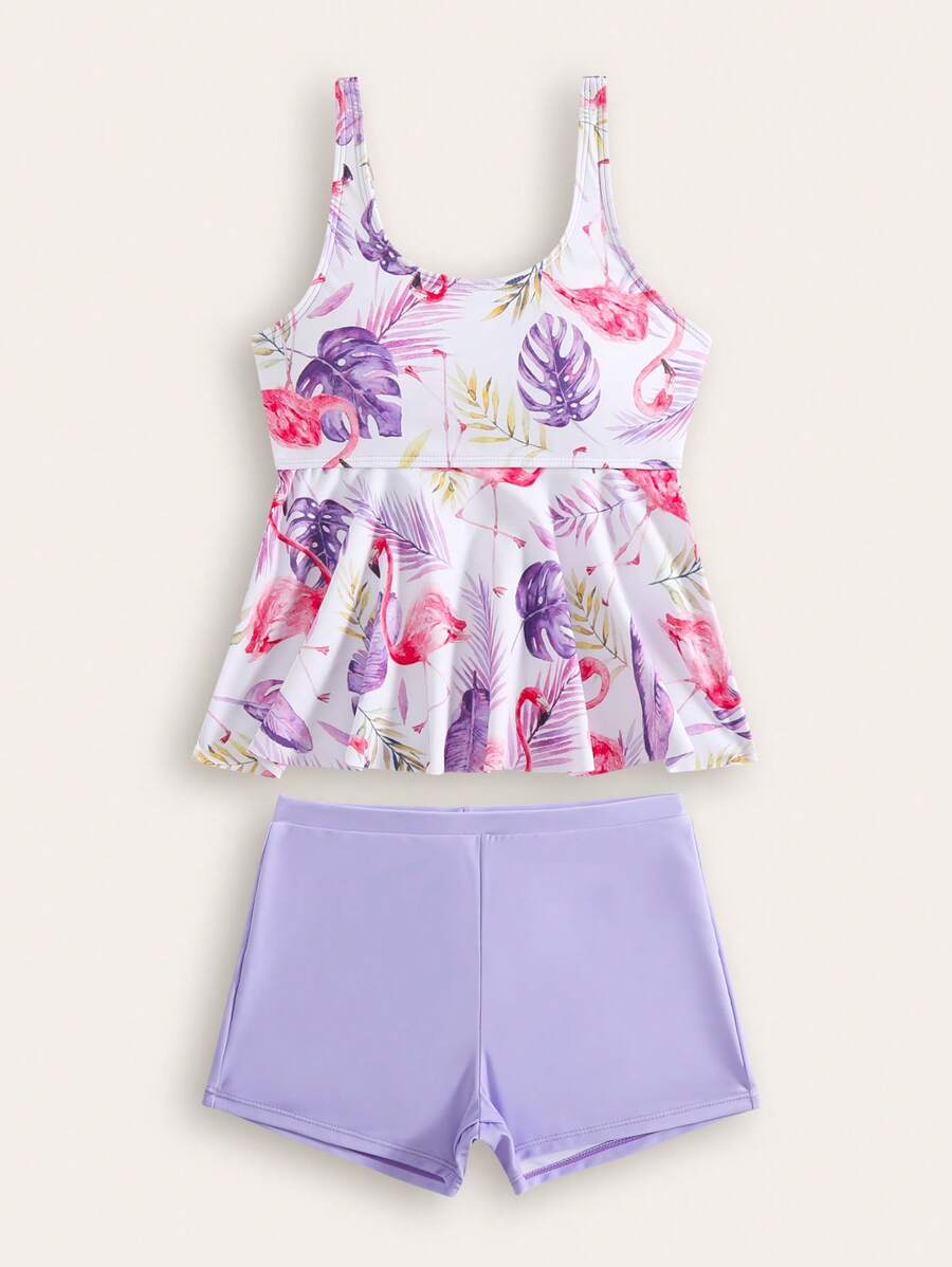 Tween Girl New Fashionable All-Over Print Camisole Style Bikini - Multicolor - View 1