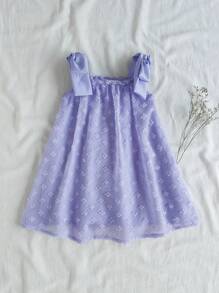 SHEIN 1 pieza Vestido bebé niña con decoración de lazo con recortes - Morado - Ver 3