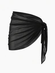 Swim Basics Falda cubre-todo de unicolor de malla para playa y resort