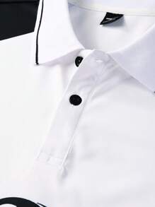 PAVTROS Manfinity Streetrush Men's Casual Commuting Short Sleeve Letter Print Polo Shirt Sport Jersey