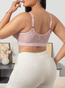 SHEIN Plus Size Comfortable Wire-Free Lingerie Bra, Fashion Suitable For Summer - Pink - View 2