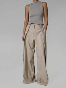 DAZY Women Half-Turtleneck Sleeveless Slim Fit Knit Tank Top - Grey - View 6