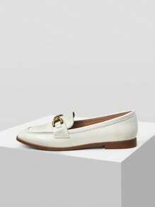 MOTF PREMIUM WOMEN COMFORTABLE CASUAL VERSATILE METAL BUCKLE FLATS FOR CHRISTMAS - Beige - View 4