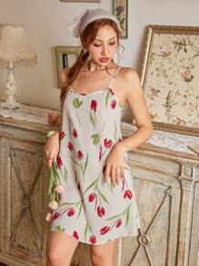 CottageSlumber Váy ngủ không tay dáng rộng in họa tiết hoa cho nữ, dáng babydoll hoàn hảo cho mùa hè - Nhiều màu - Xem 3
