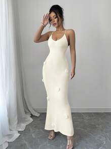 Elenzga Vestido casual de playa de malla 3D con estampado floral para mujeres