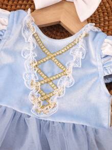 SHEIN Baby Girl Photography Outfits With Bow Headband Princess Dress For Photo Shooting Newborn Photo Shoot Props - Multicolor - View 6