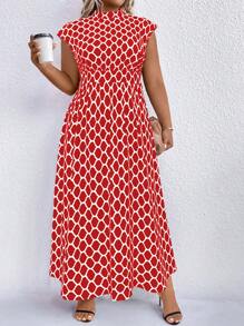 SHEIN Clasi 加大圆点印花立领连衣裙 女式超长款服装