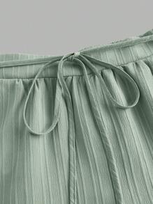 SHEIN Essnce 3条装夏季裤子女士纯色腰系带阔腿宽松休闲裤 - 薄荷綠 - 查看 10