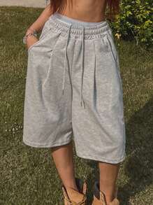 DAZY Women's Grey Loose Fit Casual Bermuda Shorts Y2k Streetwear - Grey - View 3